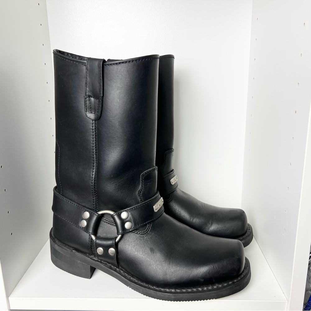 River Road Traditional Square toe Leather Motorcycle Boots - Men's 9